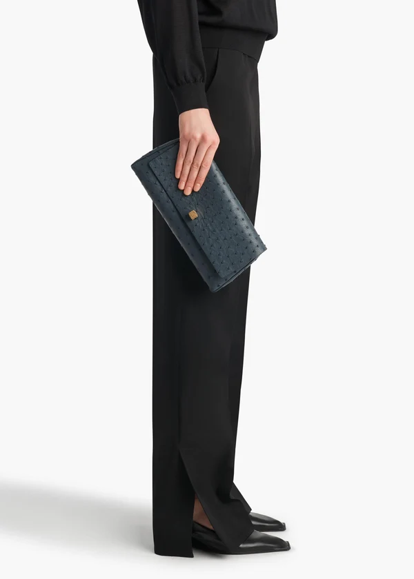 Audrey Clutch in Midnight Navy Ostrich