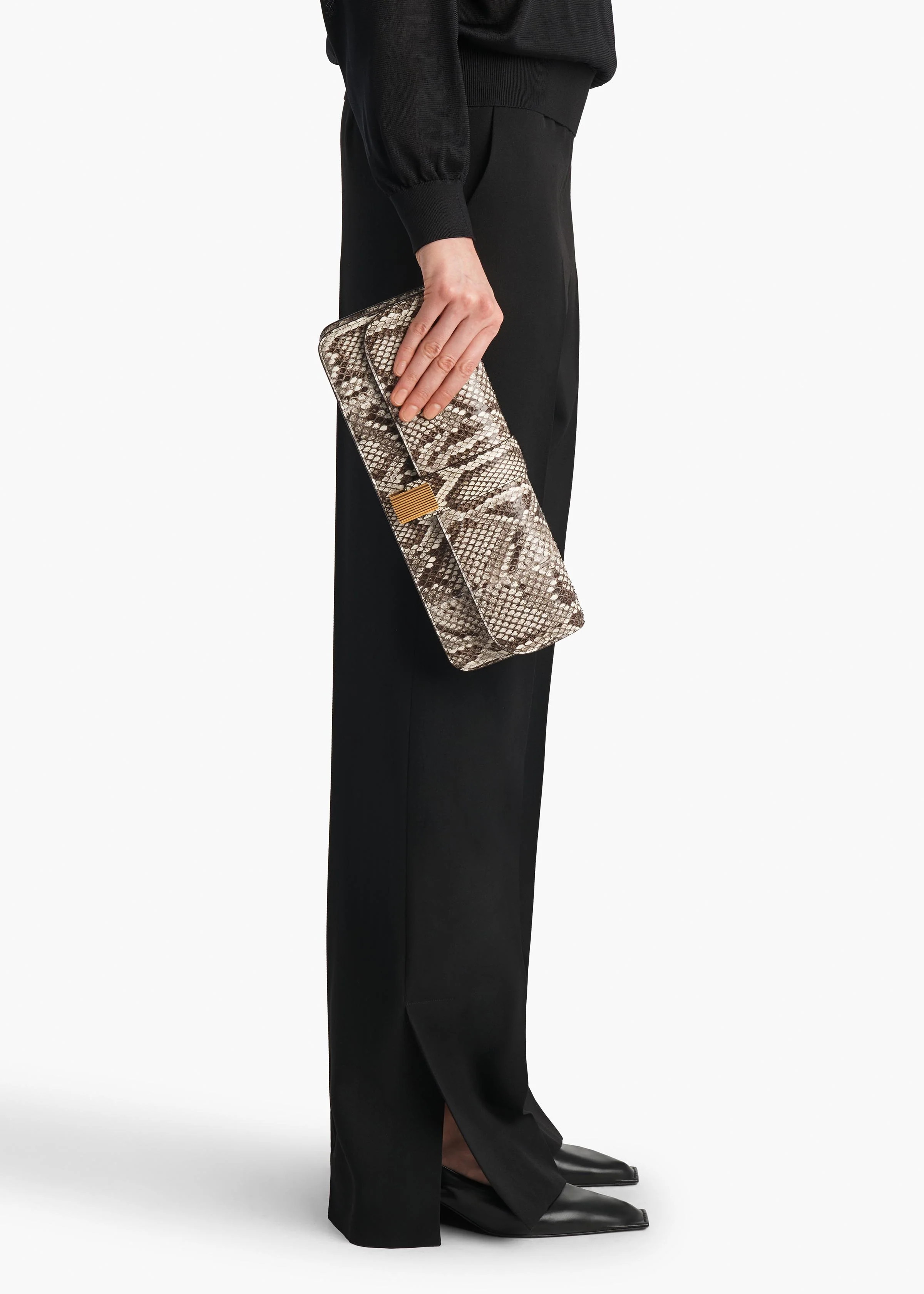aokiboutique - Blake Clutch in Natural Python