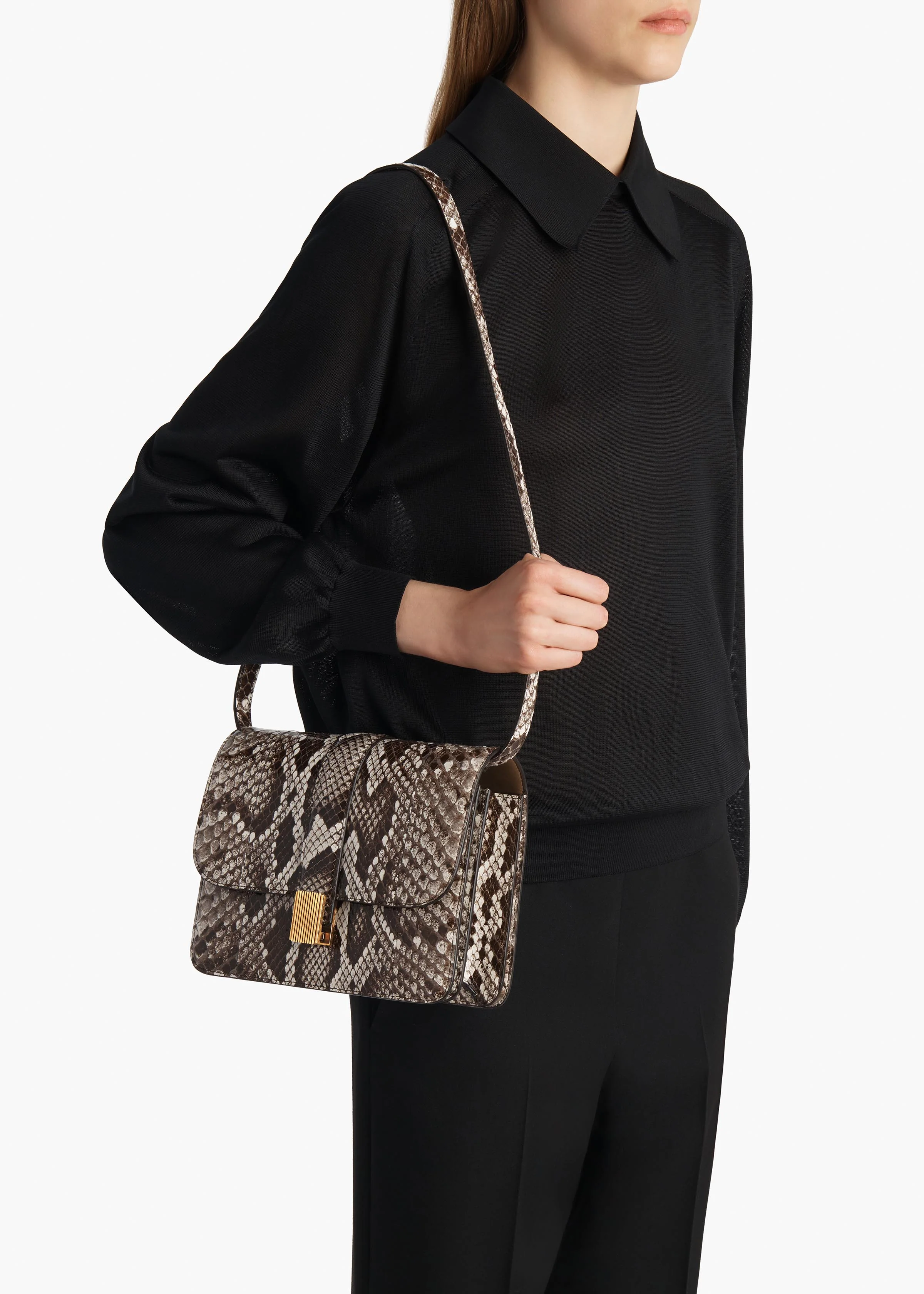 aokiboutique - Blake Crossbody Bag in Natural Python