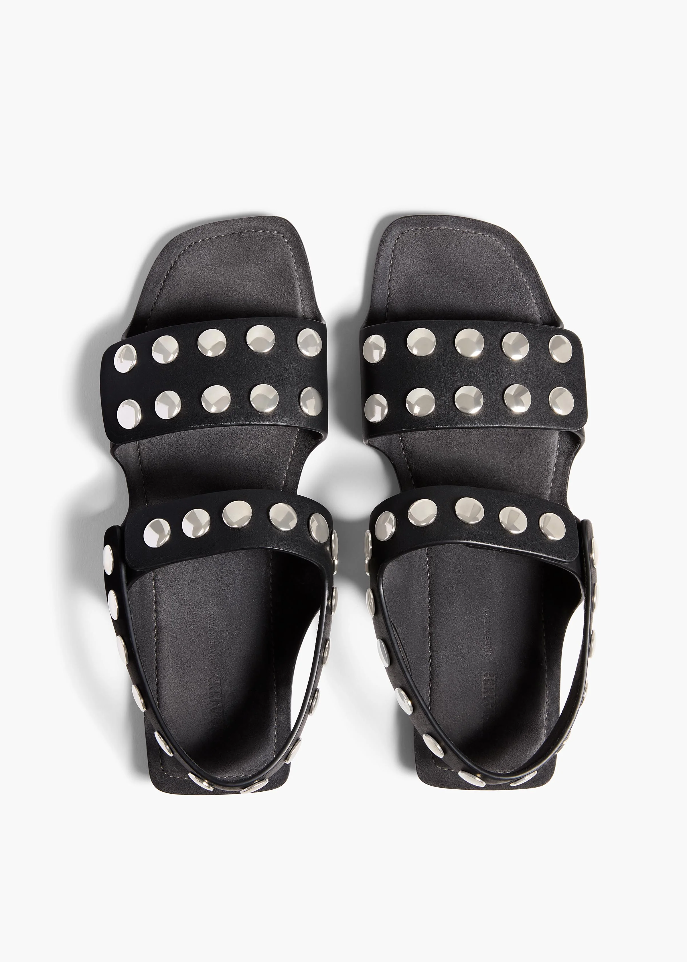  Boden Flat in Black Leather with Silver Studs OVERHEAD VIEW