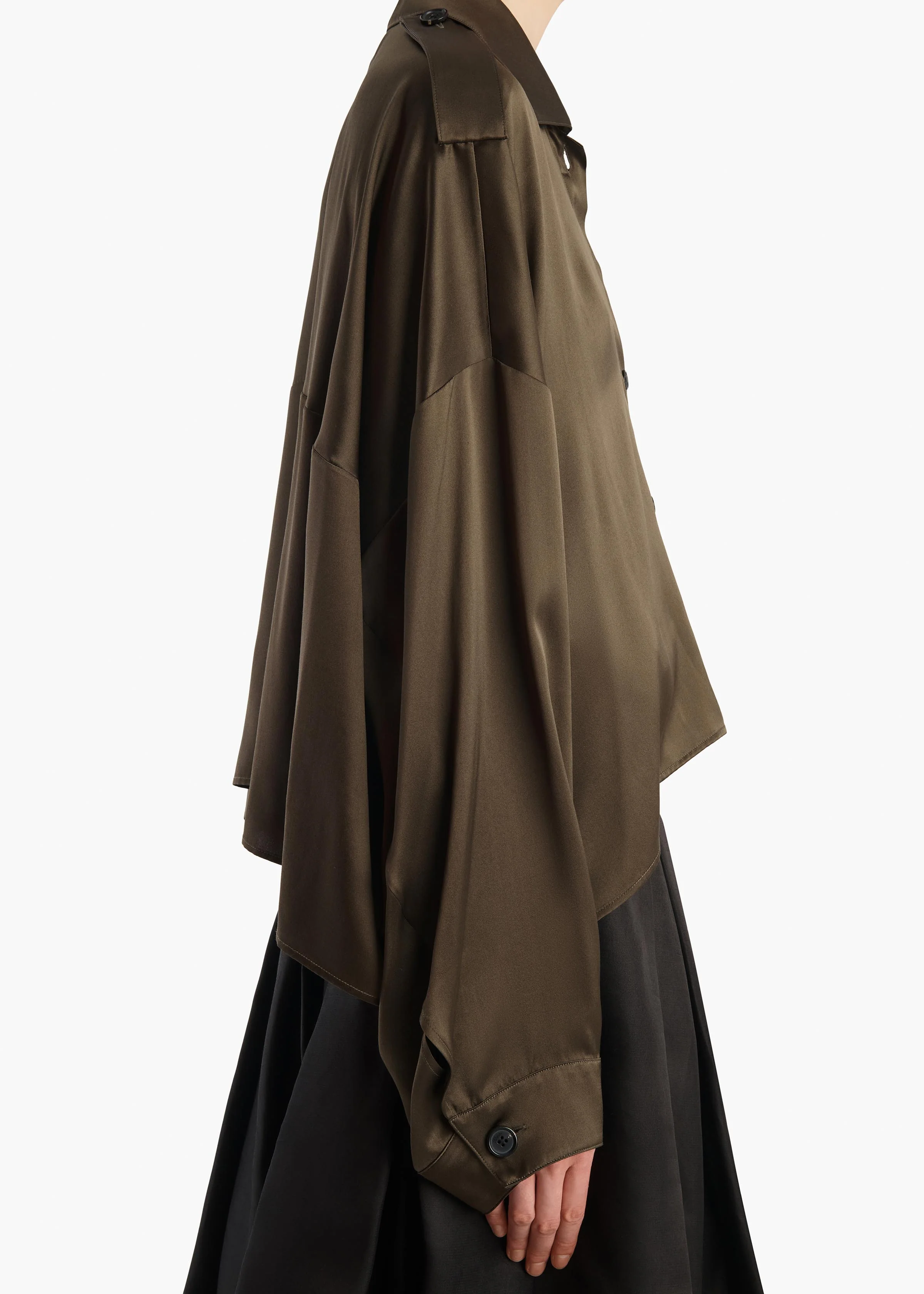 aokiboutique - Bodine Top in Dark Olive Silk