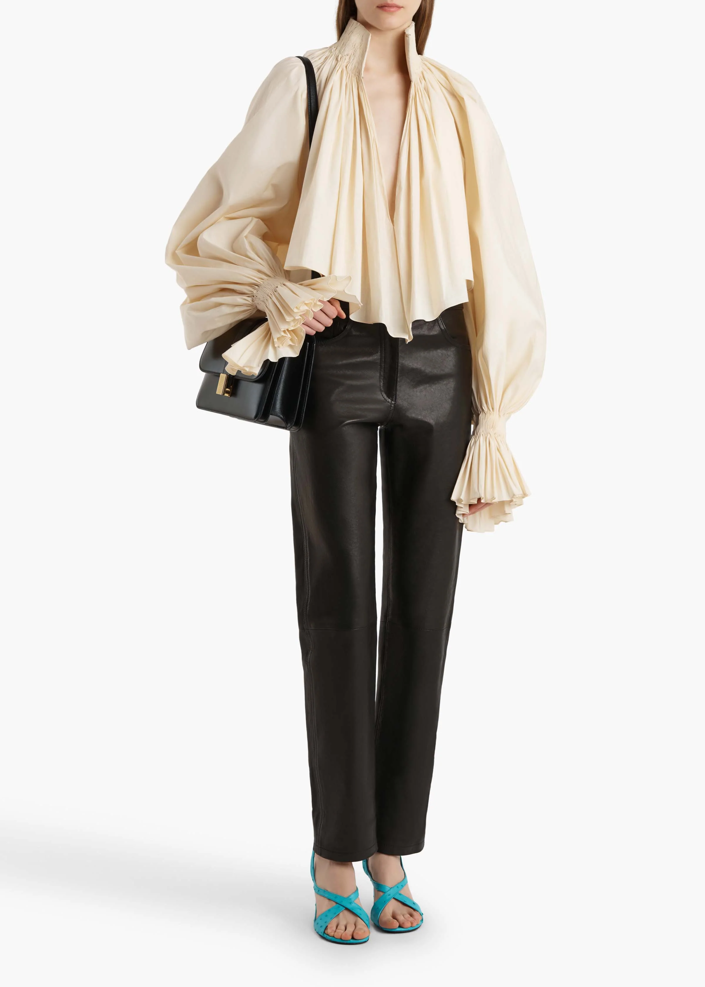 aokiboutique - Callum Pant in Black Textured Lamb