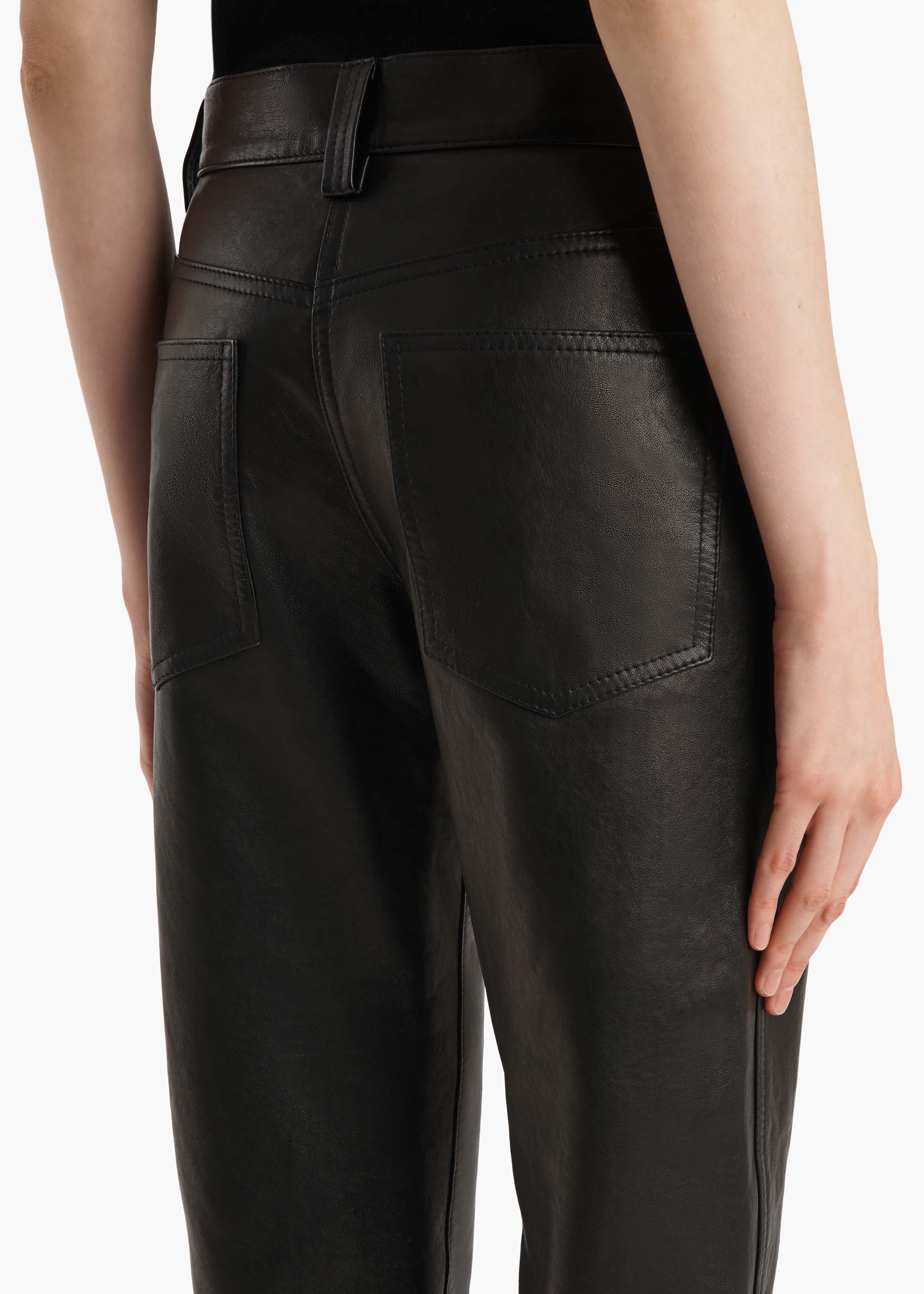 aokiboutique - Callum Pant in Black Textured Lamb