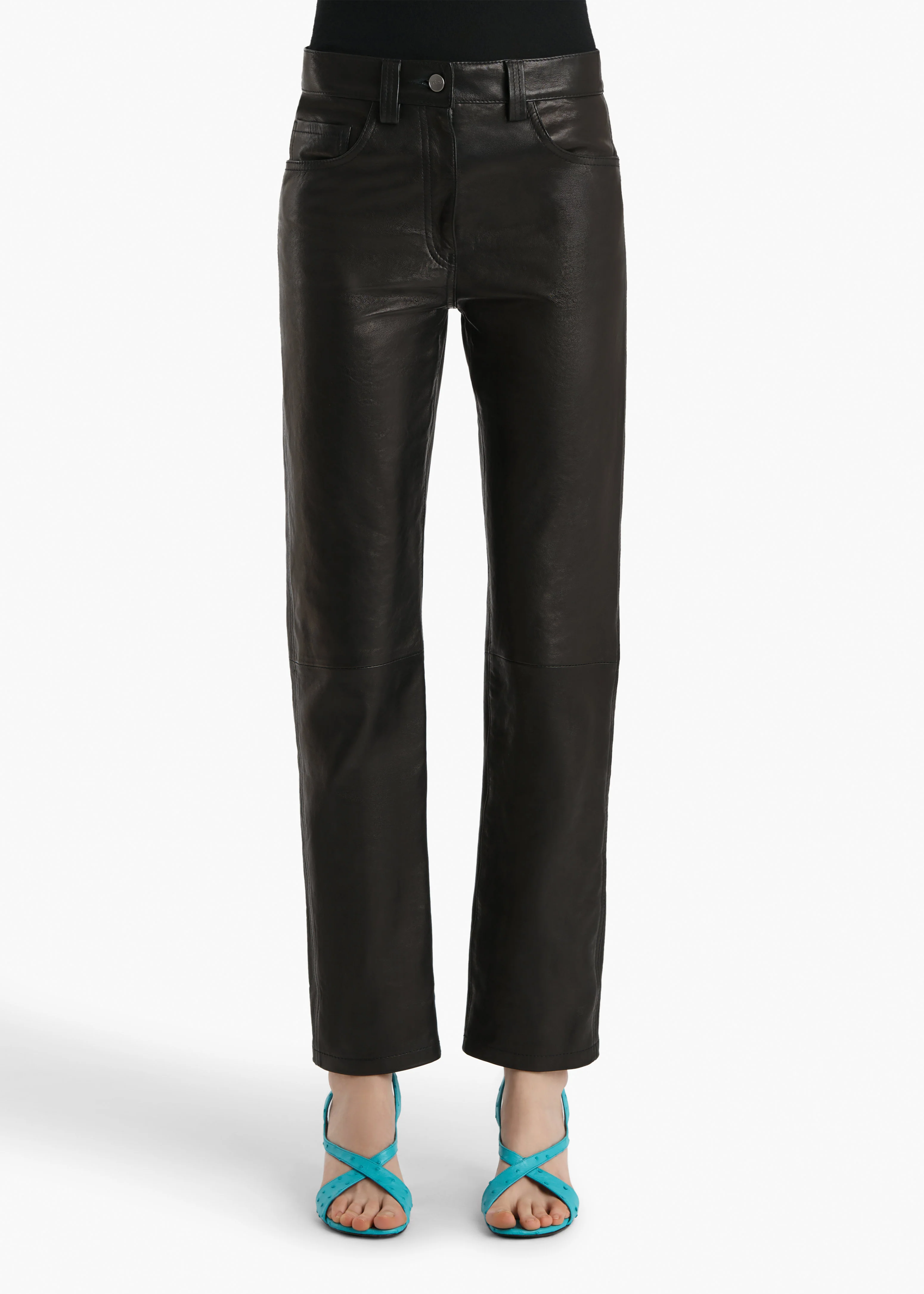 aokiboutique - Callum Pant in Black Textured Lamb