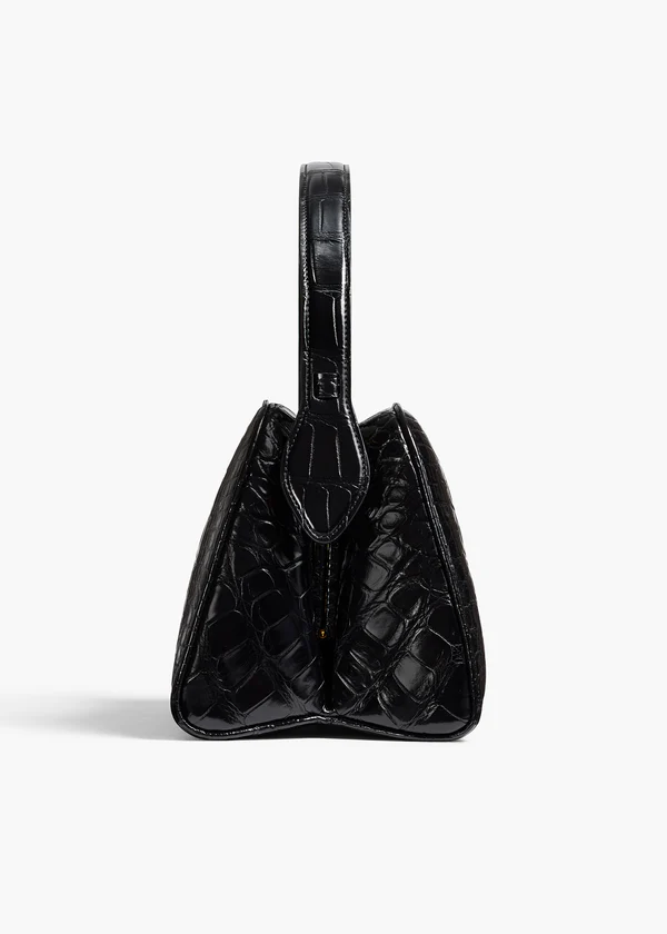 Cate Handbag in Black Alligatorskin SIDE VIEW