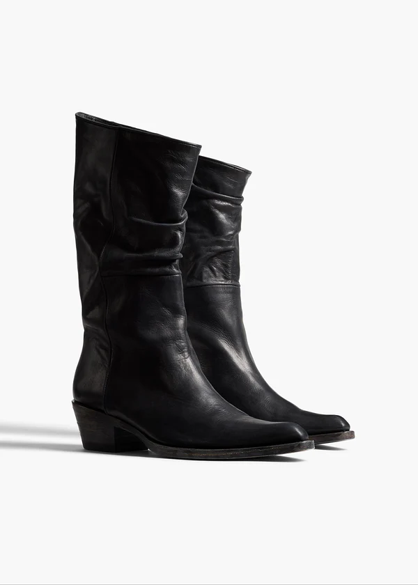 Clive Boot in Black Leather ANGLED VIEW