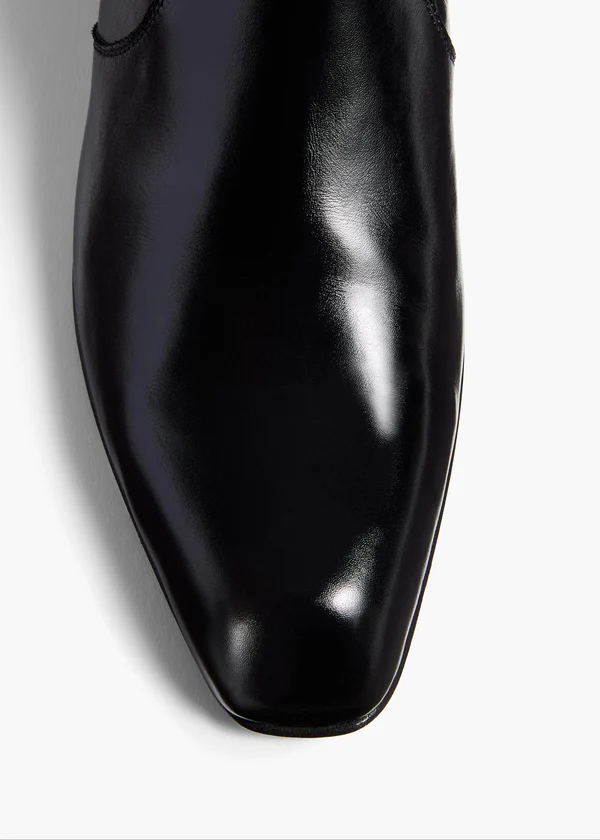 Colt Ankle Boot in Black Glazed Leather OVERHEAD VIEW