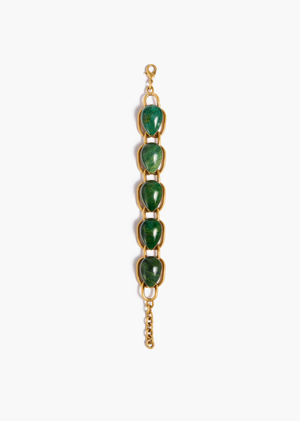 Cyclone Stone Bracelet in Antique Gold with Green