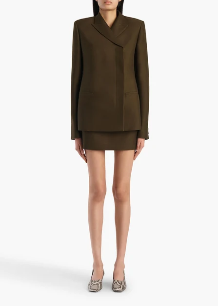 JETT SKIRT DARK OLIVE SILK 4116582 429 A STYLED