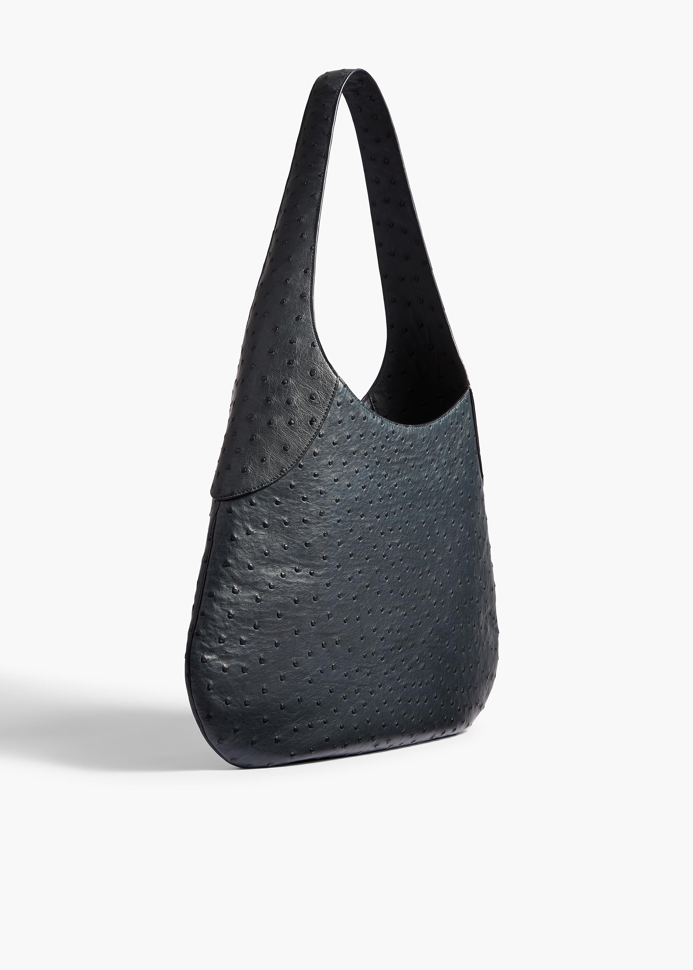 aokiboutique - Large Joan Hobo in Midnight Navy Ostrich