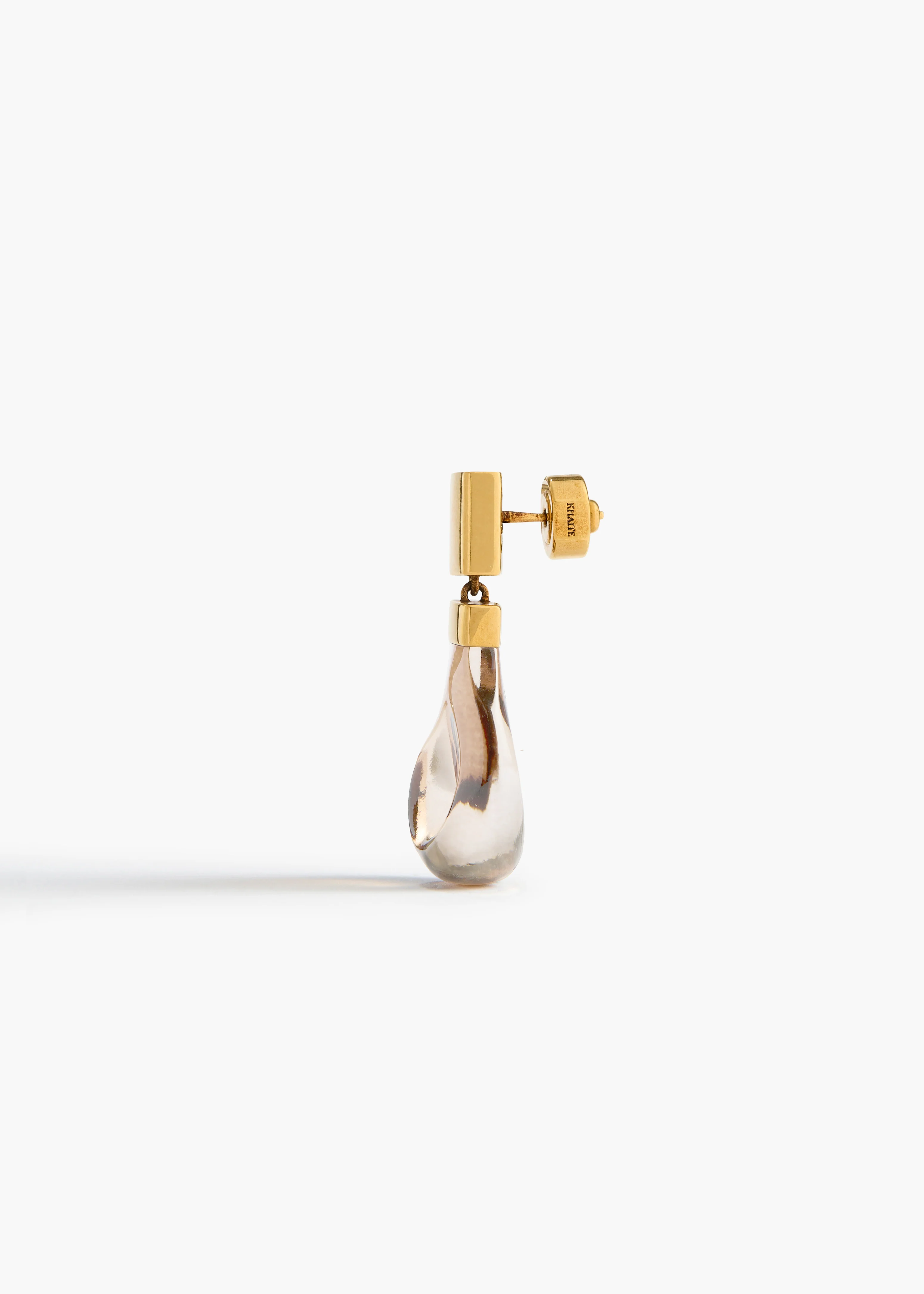 aokiboutique  - Keefe Resin Earrings in Antique Gold with Smoke