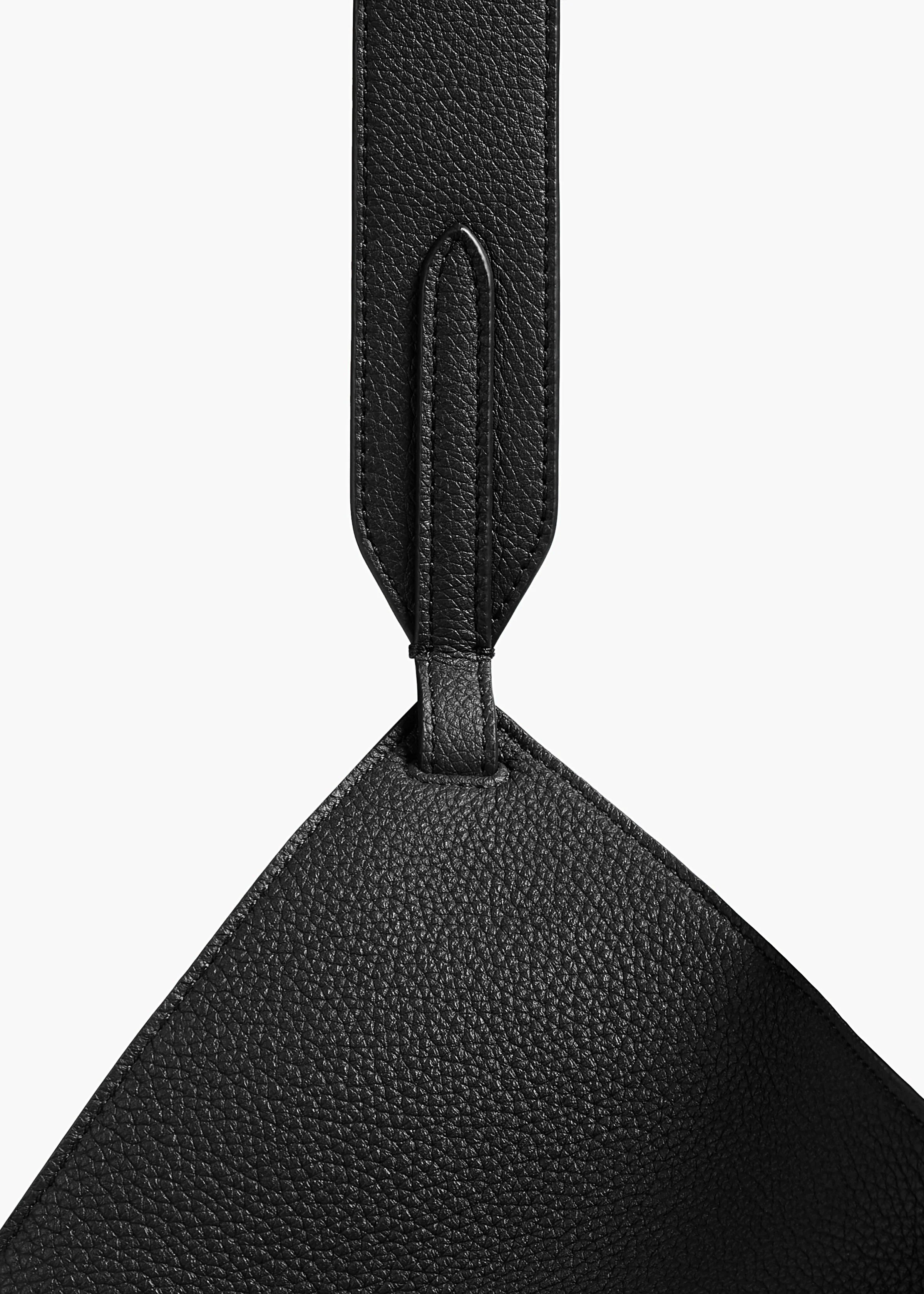 aokiboutique  - Mini Lotus Tote in Black Pebbled Leather