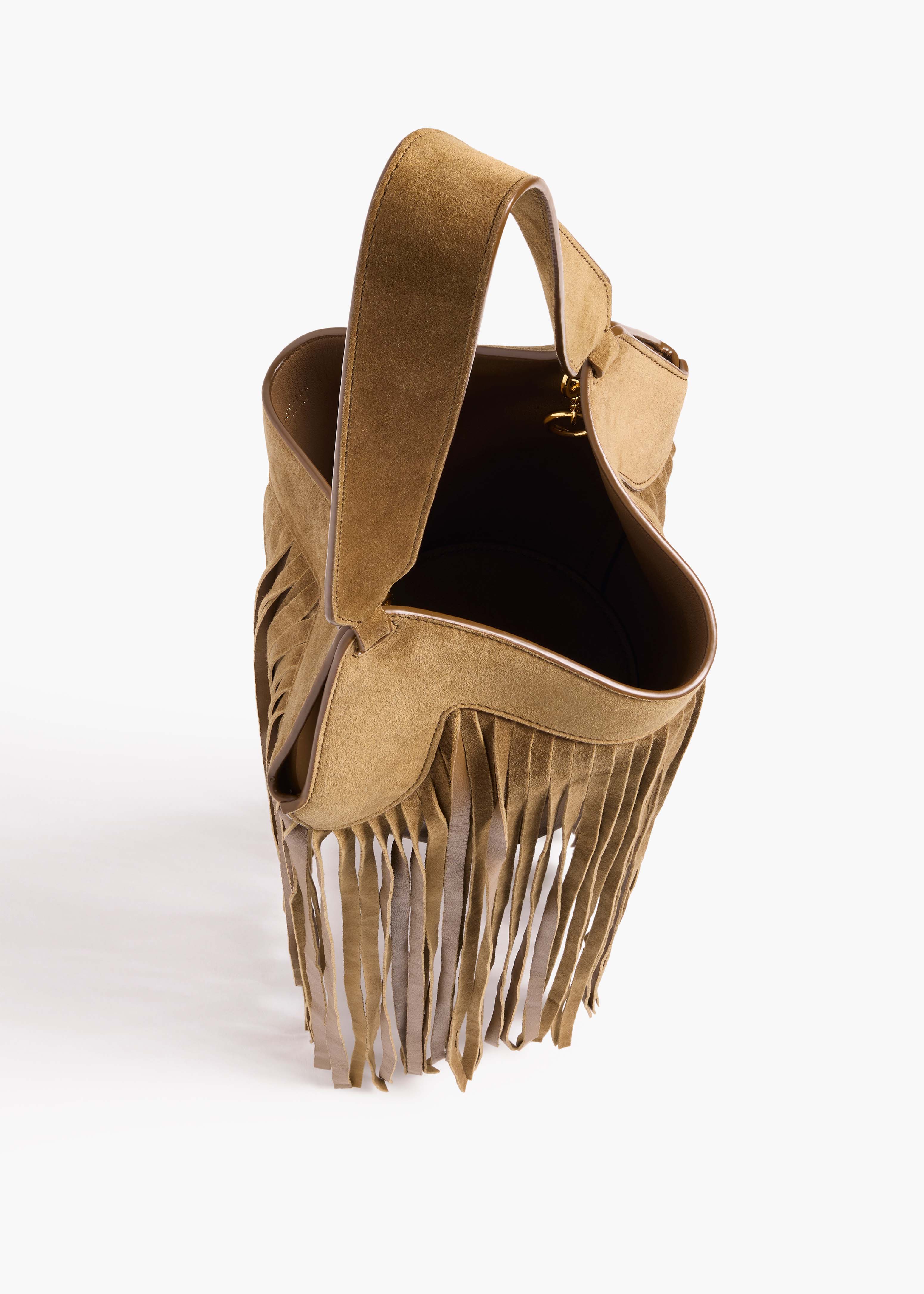aokiboutique  - Nano Lotus Fringe Tote in Mud Suede