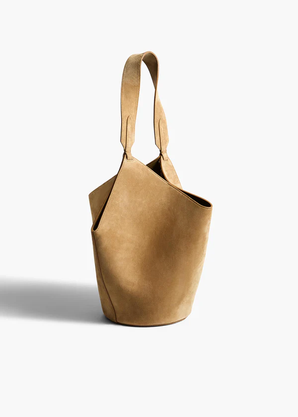 Small Lotus Tote in Mud Suede BACK VIEW