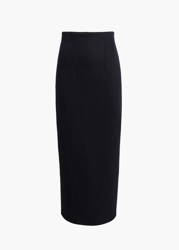 Loxley Skirt in Navy and White Stripe FLAT VIEW