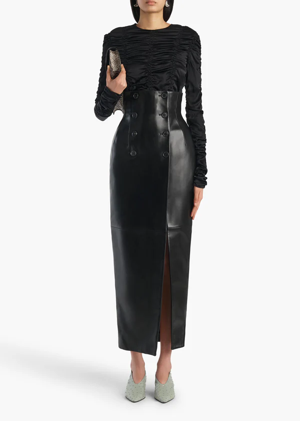 LUIZA SKIRT BLACK LEATHER 41911012 200 A STYLED