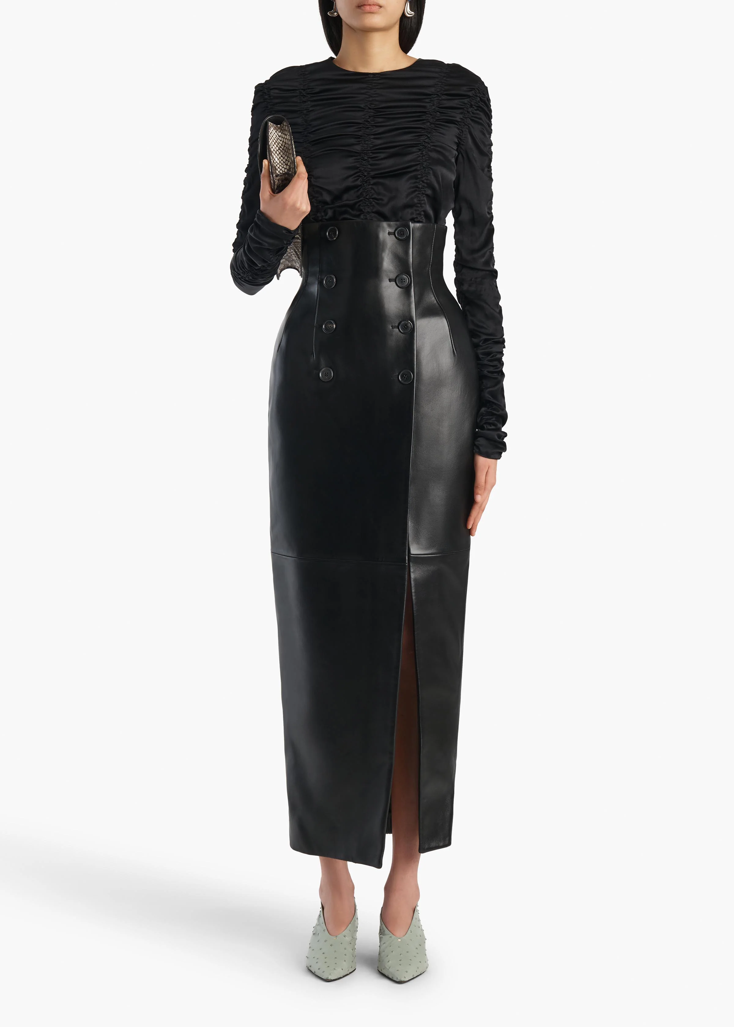 LUIZA SKIRT BLACK LEATHER 41911012 200 A STYLED