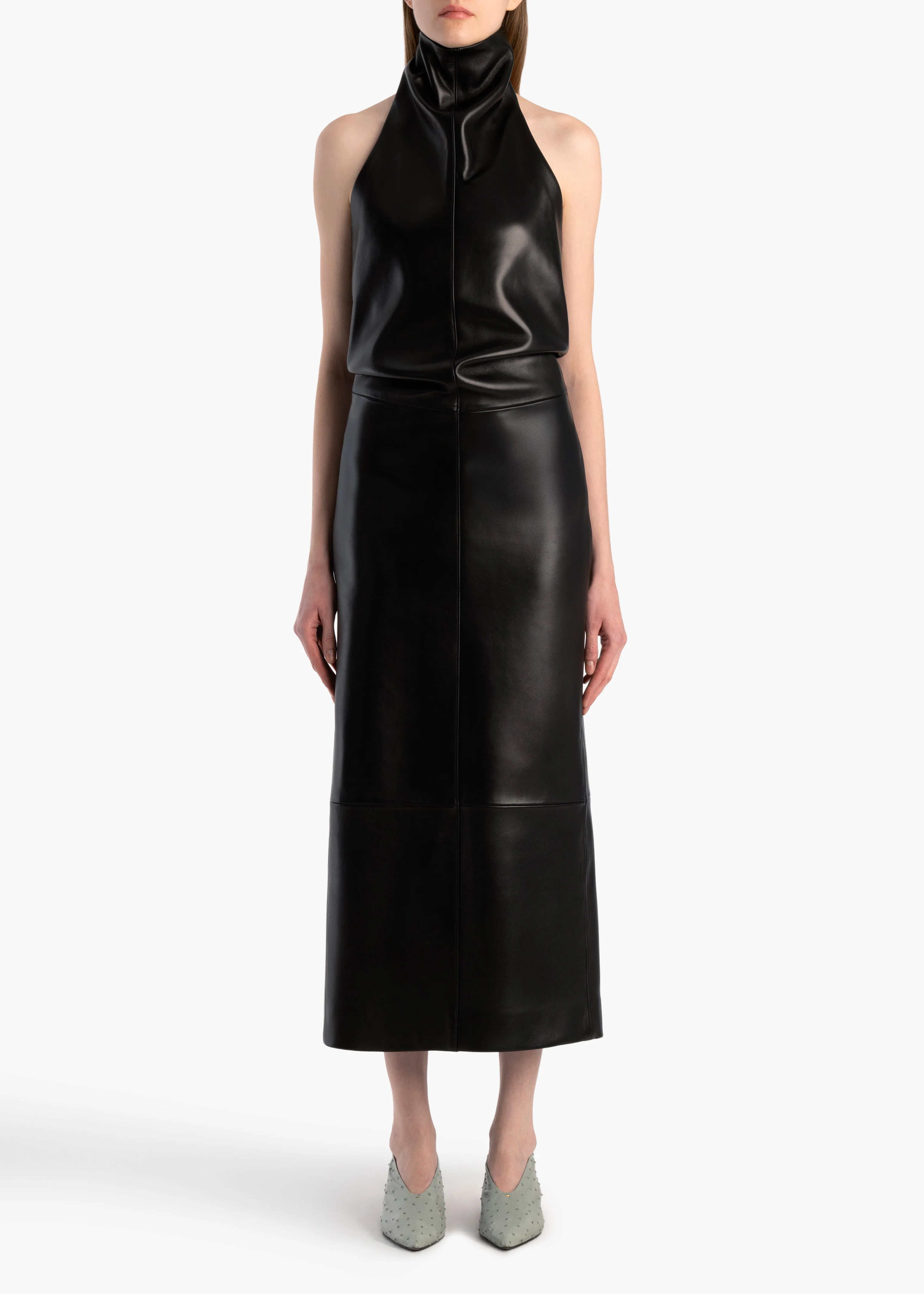 aokiboutique  - Roxanne Dress in Black Leather